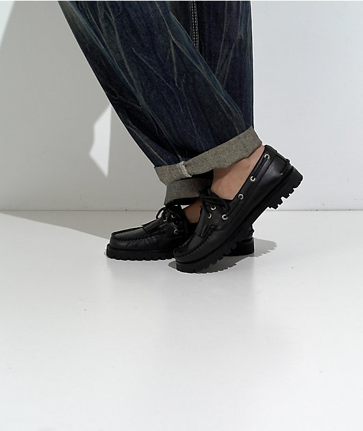 Sperry Kiltie Lug Black Boat Shoes video
