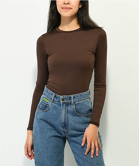 その他 house on the hill Bodysuit (Brown Horse) Spicychix Dark Brown Long Sleeve Bodysuit | Zumiez