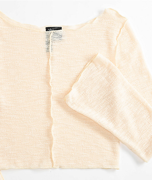 Spicychix Slub Cream Long Sleeve Top
