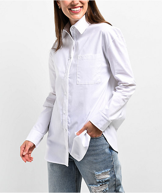 Spicychix White Oversize Long Sleeve Button Up Shirt Zumiez — free download