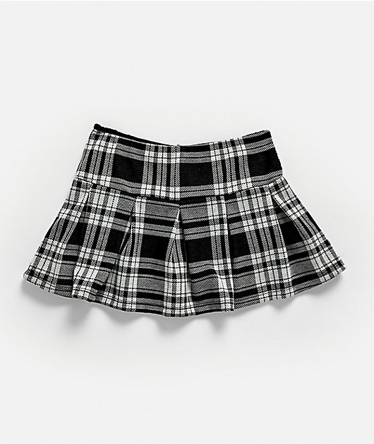Spicychix White Plaid Pleated Skort