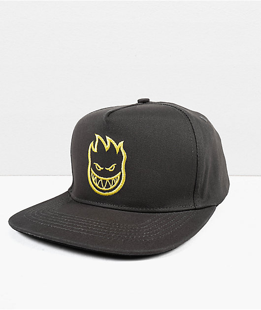 Spitfire Bighead Charcoal Yellow Snapback Hat Zumiez