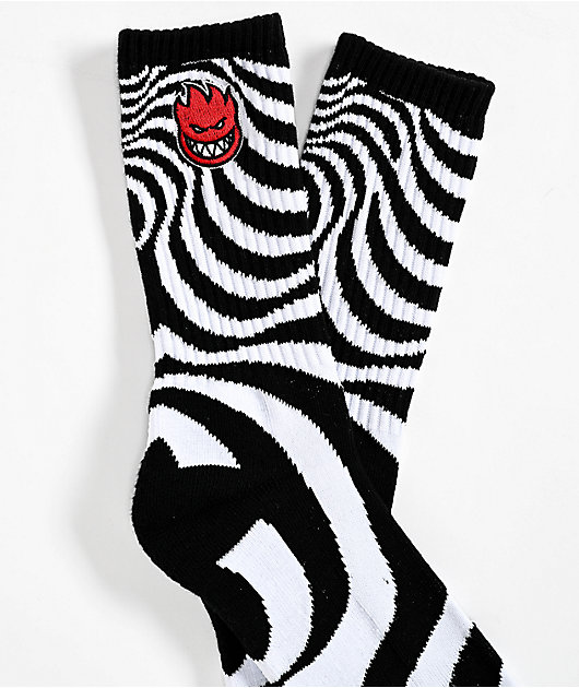 Spitfire Bighead Swirl Black & White Crew Socks | Zumiez