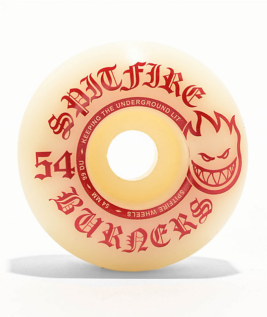 Spitfire Burner White & Red 54mm 99a Skateboard Wheels