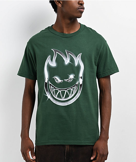 Spitfire Chrome Bighead Green T-Shirt | Zumiez