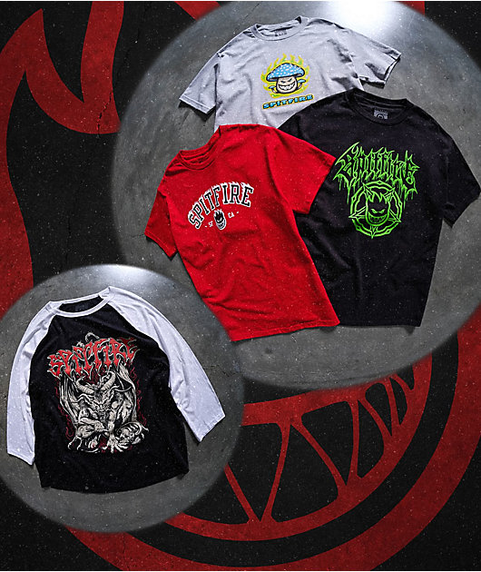 Spitfire Demon Black & White Three Quarter Sleeve T-Shirt