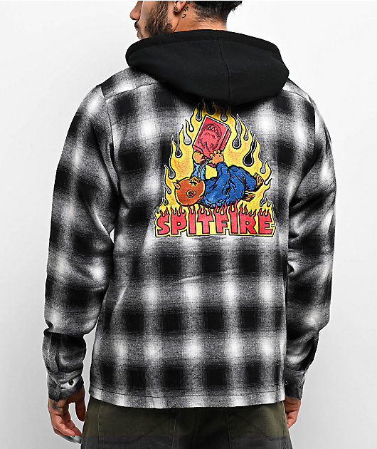 Spitfire Demonseed Black White Hooded Flannel Shirt Zumiez