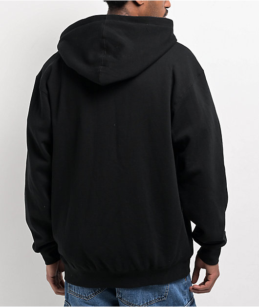 Spitfire Flames Script Black Zip Hoodie | Zumiez