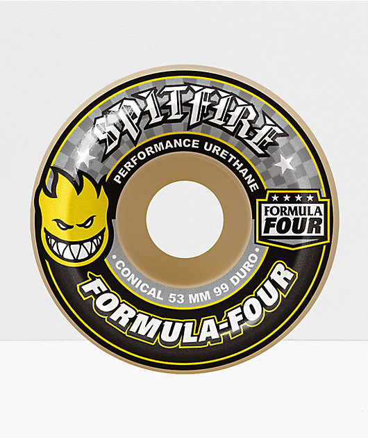 スケートボード SPITFIRE F4 99D CONICAL YELLOW 52mm Spitfire Formula 4 52mm 99D Yellow Conical Skateboard Wheels | Zumiez