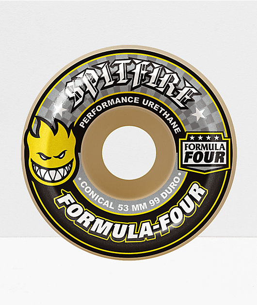 Spitfire Skateboard Wheels 52mm F4 99A Conical Yellow Print 