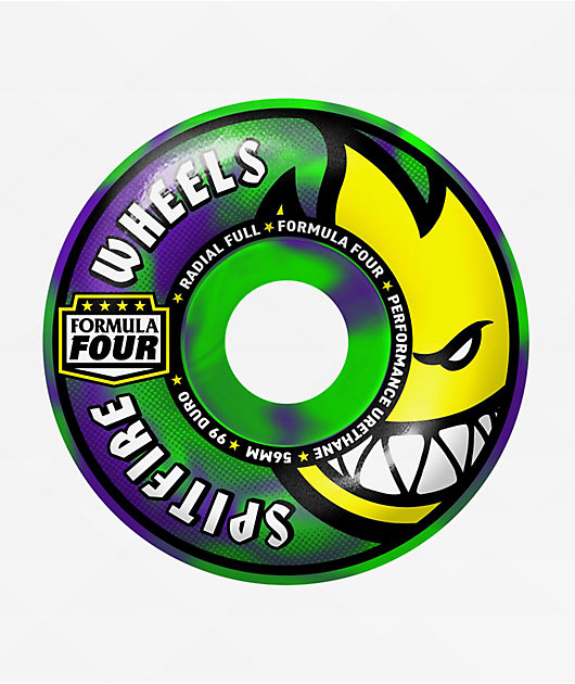 Spitfire Formula Four Radial Full 56mm 99a Green & Purple Swirl