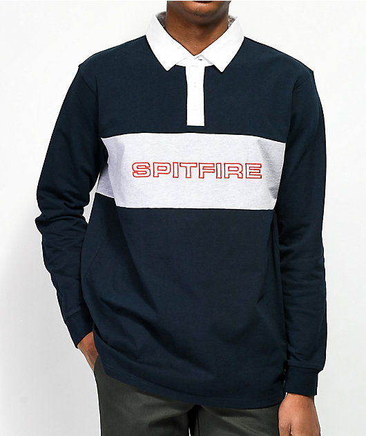 Spitfire Geary camiseta polo de manga larga azul marino y gris