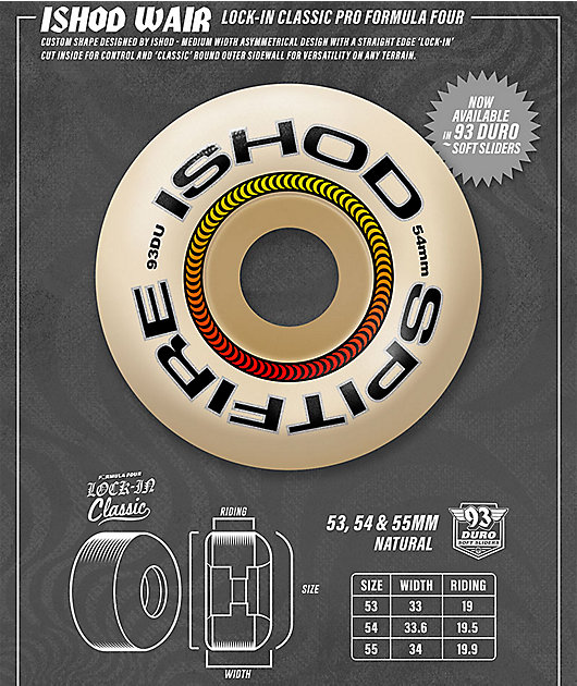 Spitfire Ishod Lock-In Formula Four 54mm 93a White Skateboard Wheels