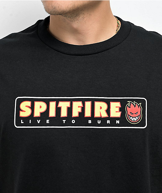 S 即発送 Spitfire EC Melodi BURN Tee Tシャツ 黒 Spitfire Live To Burn Black T-Shirt | Zumiez