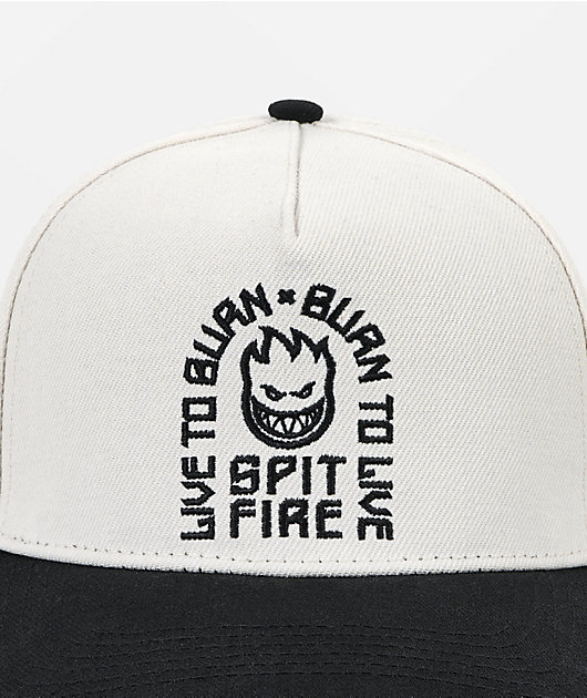 Spitfire Live To Burn White & Black Snapback Hat