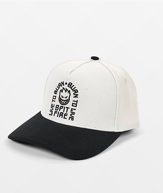 Spitfire Live To Burn White & Black Snapback Hat