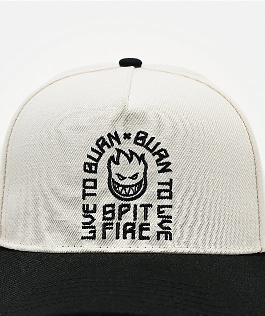 Spitfire Live To Burn White & Black Snapback Hat