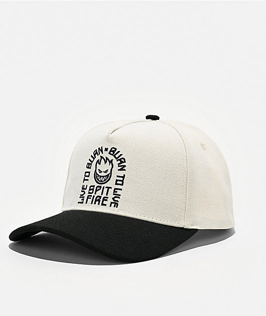 Spitfire Live To Burn White & Black Snapback Hat