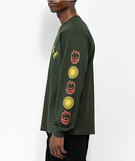Spitfire Old E Big Head Green Long Sleeve T-Shirt | Zumiez