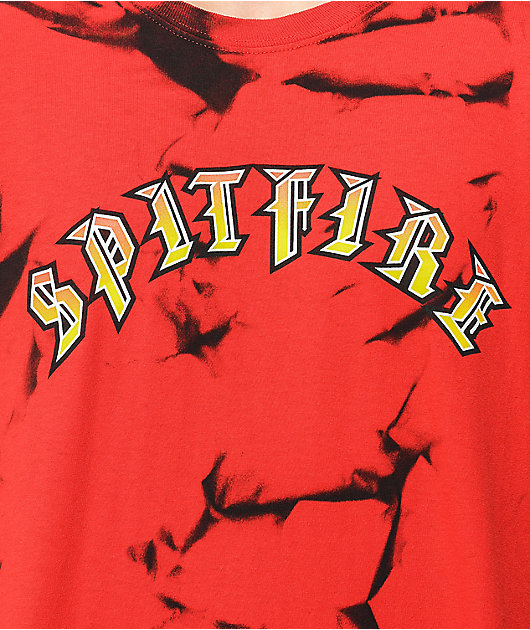 Spitfire Old E Black & Red Tie Dye Long Sleeve T-Shirt