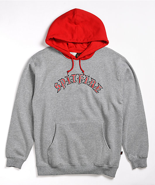 Grey and red hoodie best sale