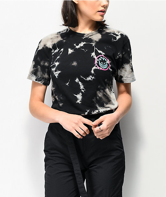womens black tie dye t shirt