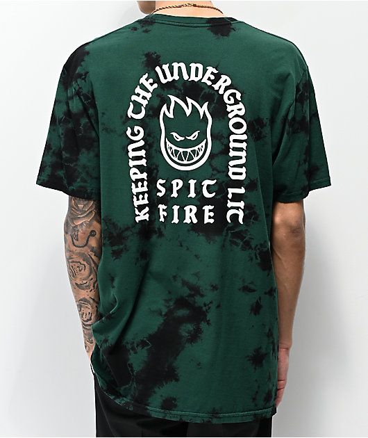Spitfire Steady Rockin Green & Black Tie Dye T-Shirt