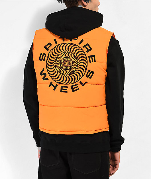 Spitfire Swirl Orange Puffer Vest | Zumiez
