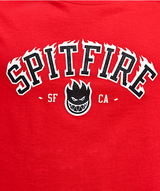 Spitfire Team Big Head Flames Red T-Shirt