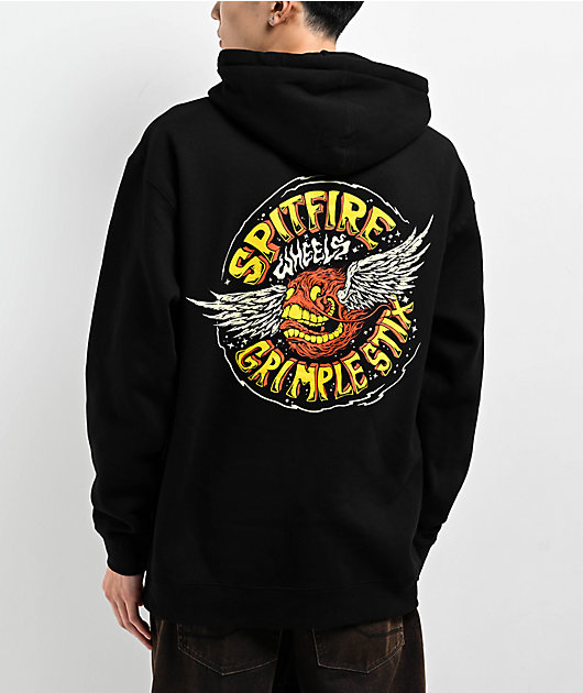 小物 graphics hooded stole Spitfire x Grimple Stix Flying Black Hoodie | Zumiez