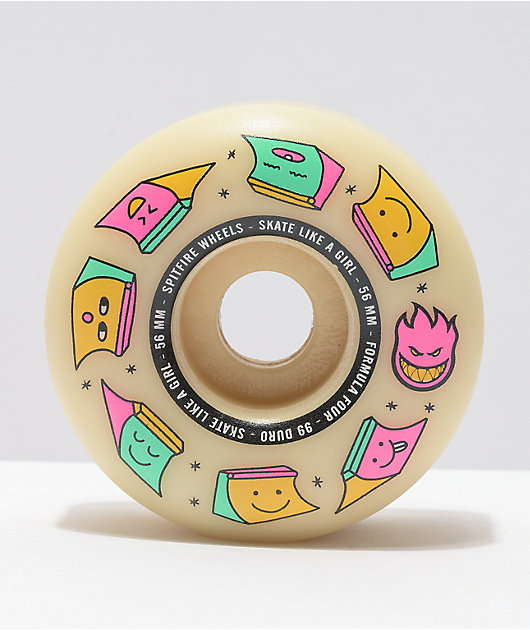 Natural New! Spitfire x Skate Like A Girl Formula Four Radial 56mm 99A Wheels 