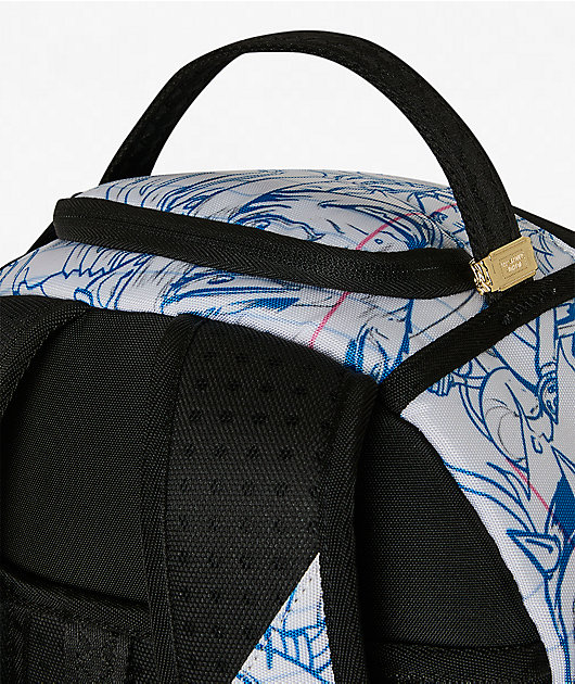Sprayground Blue Ink Doodle White Backpack
