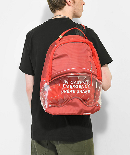 Sprayground Break Shark Red & Clear Backpack