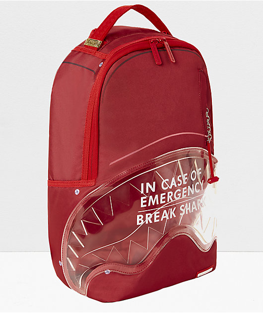 Sprayground Break Shark Red Clear Backpack