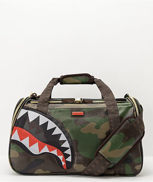 sprayground camo shark luggage
