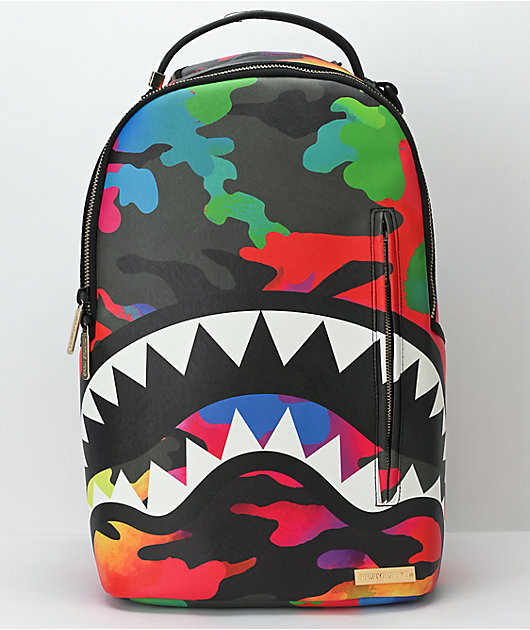 Sprayground Backpack In Vegan Leather With Shark Mouth In Green