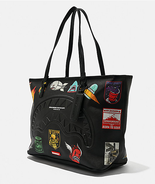 【完売品】GOOD GRIEF! PATCHES TOTE BAG Sprayground Cargo Patches Black Tote Bag | Zumiez