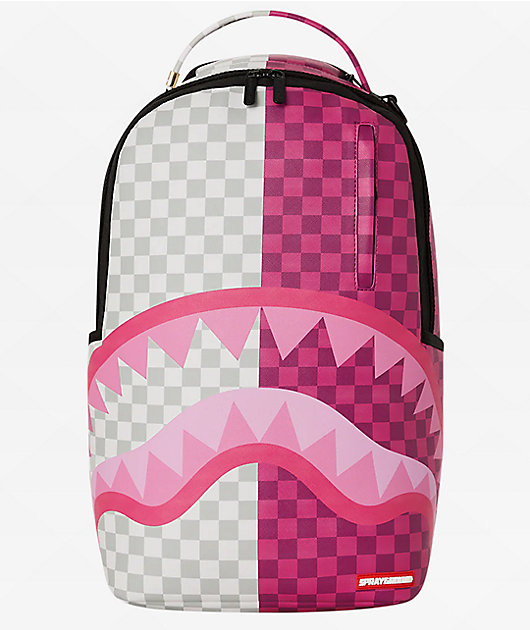 Sprayground Checker Split Pink Cream Backpack Zumiez