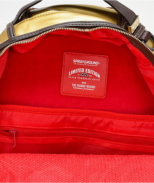 sprayground gold checkered drips backpack