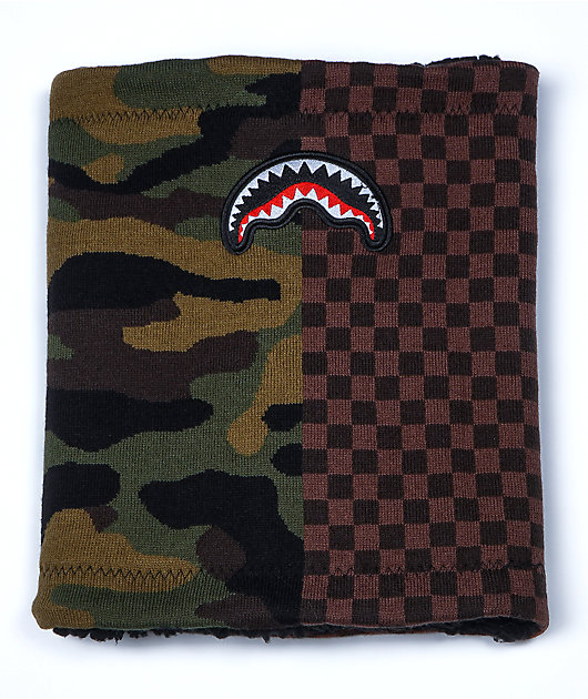 Sprayground Checks & Camo Neck Warmer