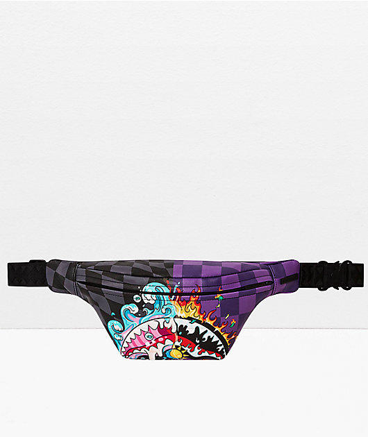 Sprayground Crazy Eyes Black Purple Fanny Pack