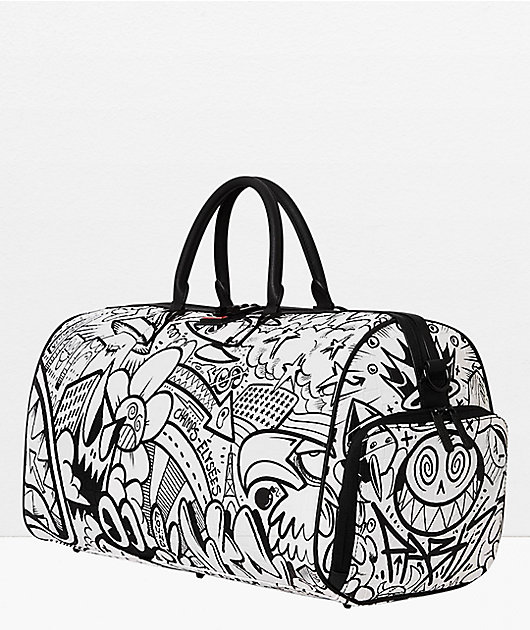 Sprayground Doodle Black & White Duffle Bag