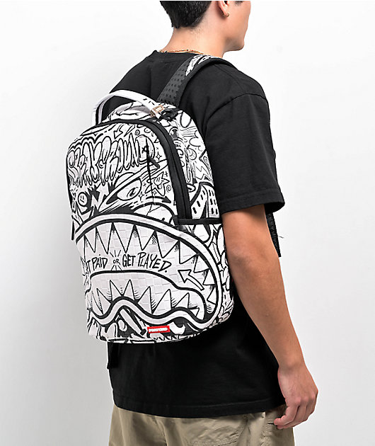 Sprayground black cheap and white backpack