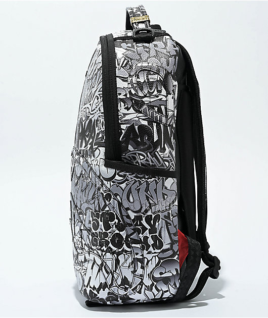 Sprayground Half Graffiti Black & White Quilted Backpack