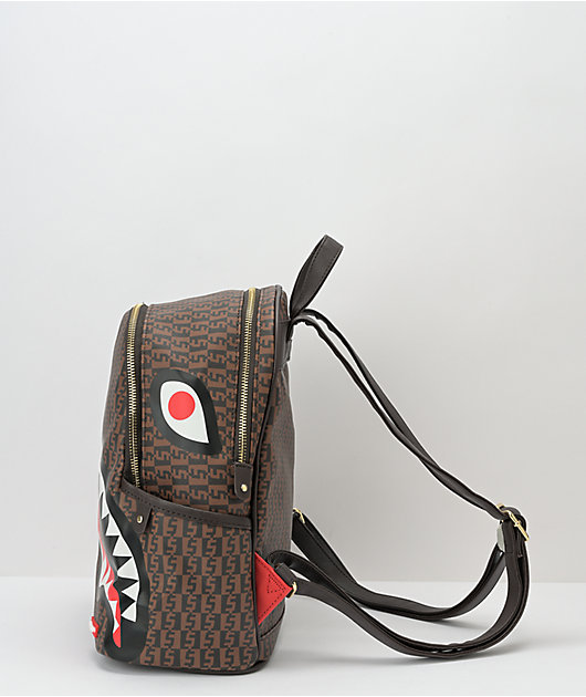 Sprayground Money Brown Checkered Mini Backpack