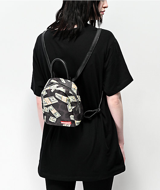 leopard fur money backpack