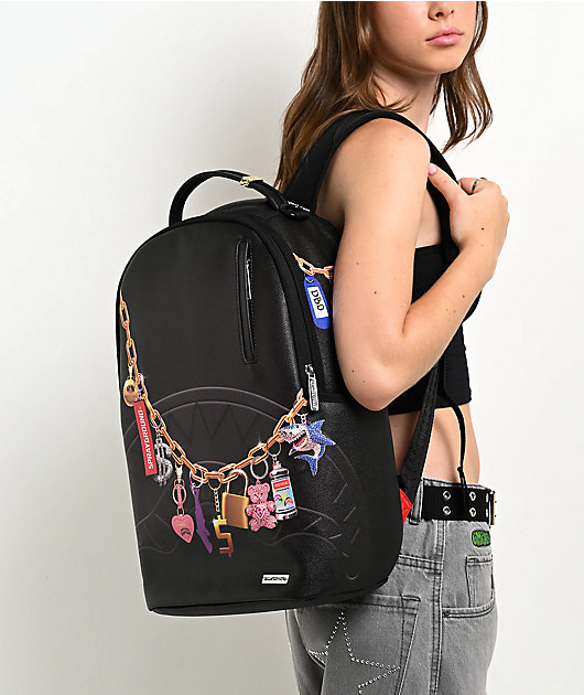 Sprayground Painted Hanging Stuff Black Backpack