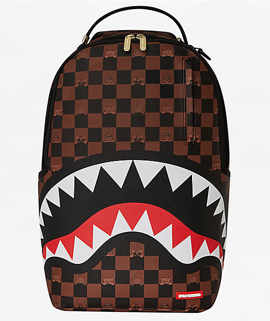 バッグ・カバンその他 SPRAYGROUND Men Bags D7507 PEEKING CHARACTER CHECK Brown Sprayground Peeking Checker Brown Backpack | Zumiez