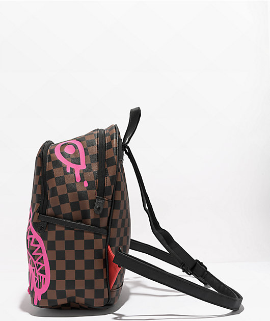 Pink Drip Brown Check Savage Backpack - SPRAYGROUND