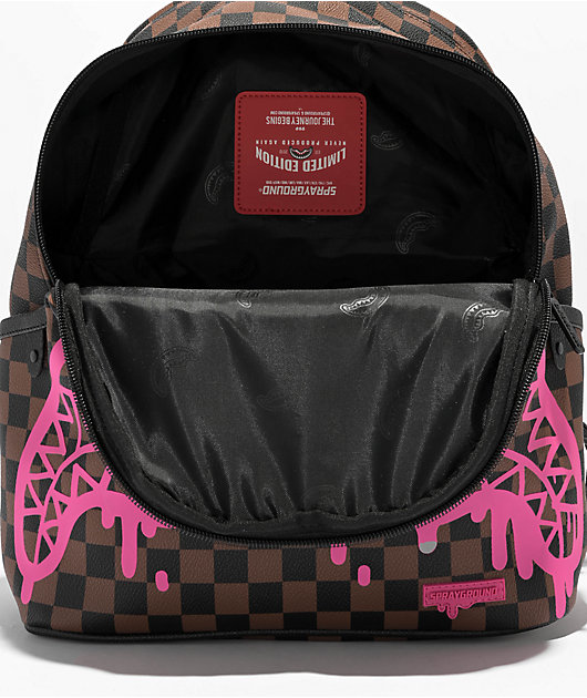 Shop Sprayground Pink Check Drip Backpack B5077 brown